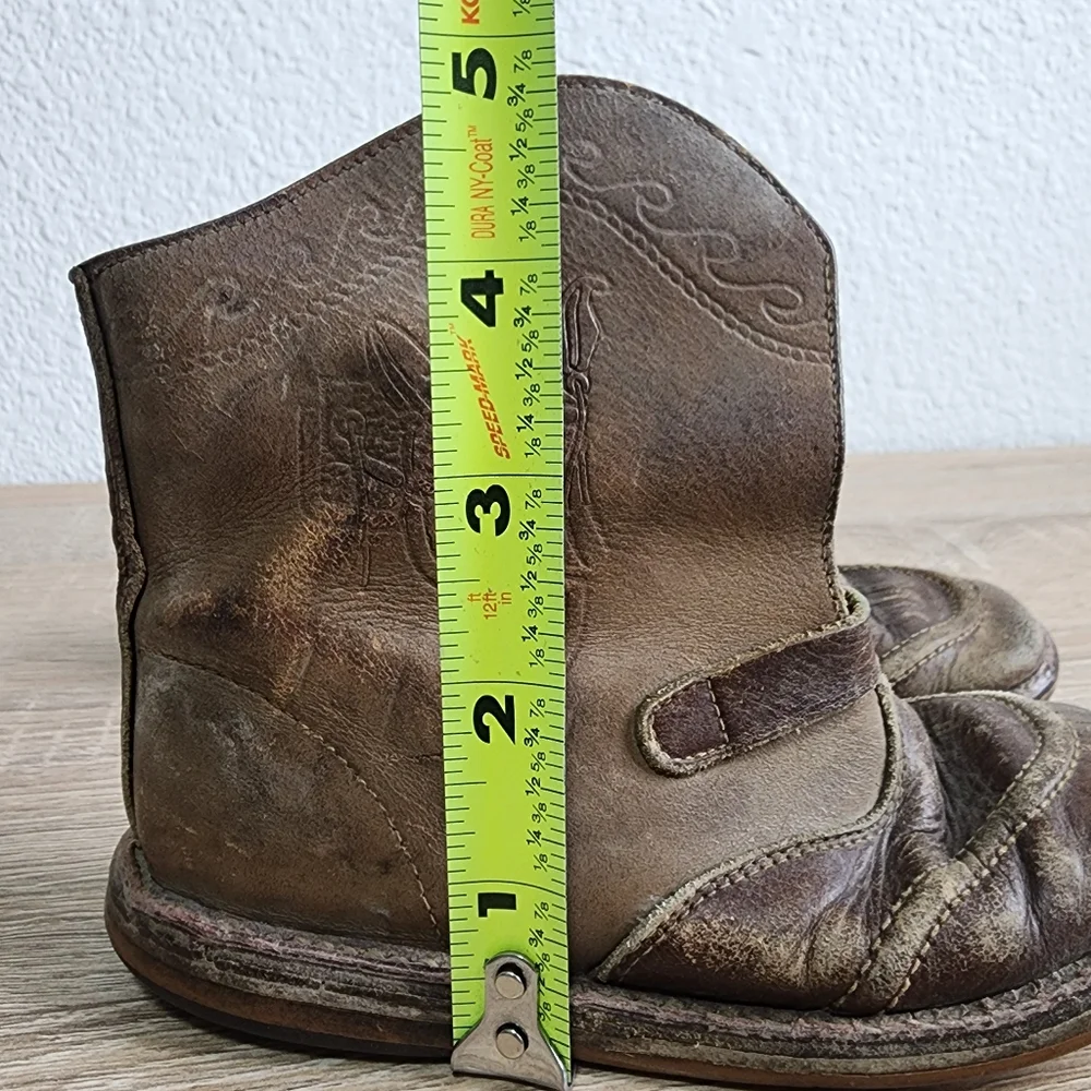 VINTAGE 50s Brown Leather Cowboy Toddler Western Boots